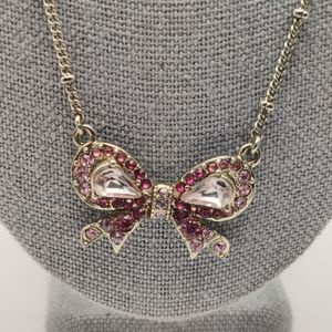 Silver-tone Betsey Johnson Bling Pink Bow Necklace